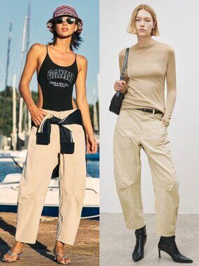 Nili Lotan Shon Pant Sandstone‎ Tan Beige Khaki Barrel Cotton Twill Size 2